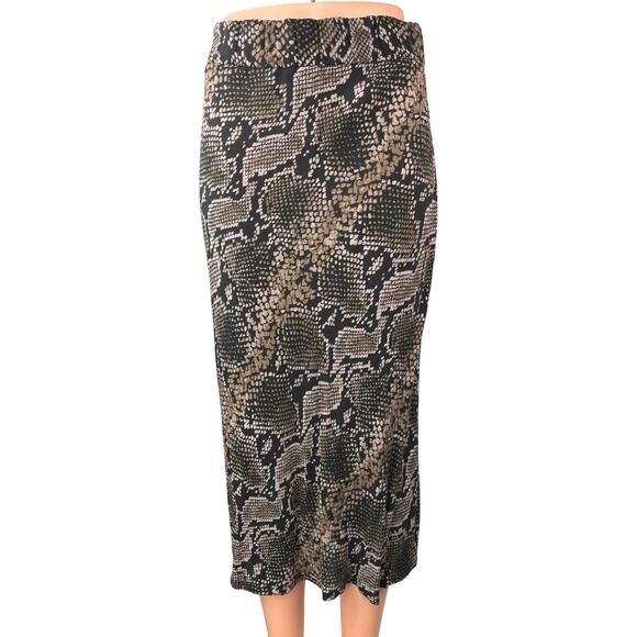Zara TRF Collection Beige Black Snake Skin High Waisted Slip Maxi Skirt Size S - Picture 1 of 6